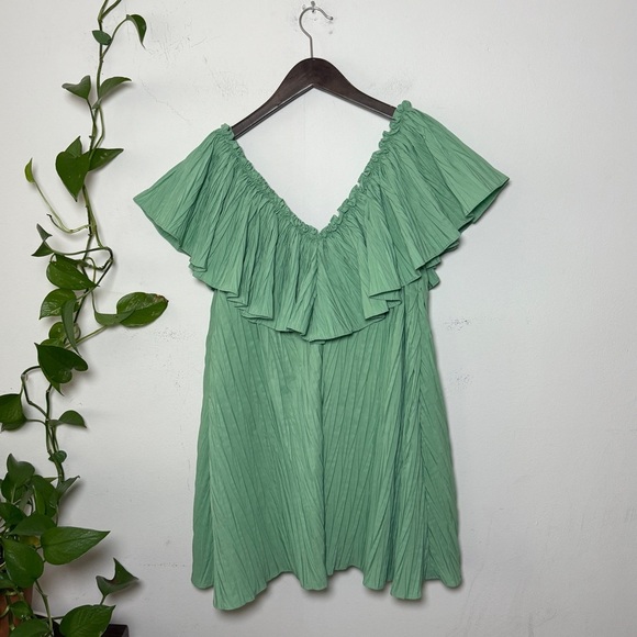 Zara Mint Green Ruffle Mini Party Dress - XS - Picture 3 of 9